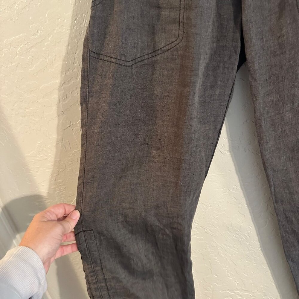 Toad & Co. 100% Linen “Lina” Brown Hippie Style Drawstring Heathered Cinch Pants - Picture 6 of 12